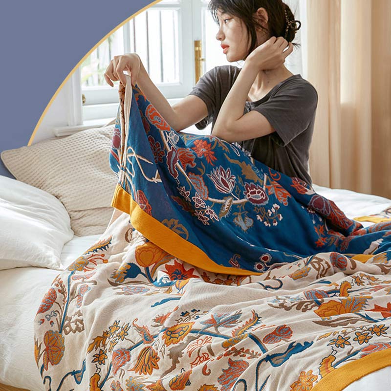 Trapunta reversibile in cotone con motivo a fiori in fiore