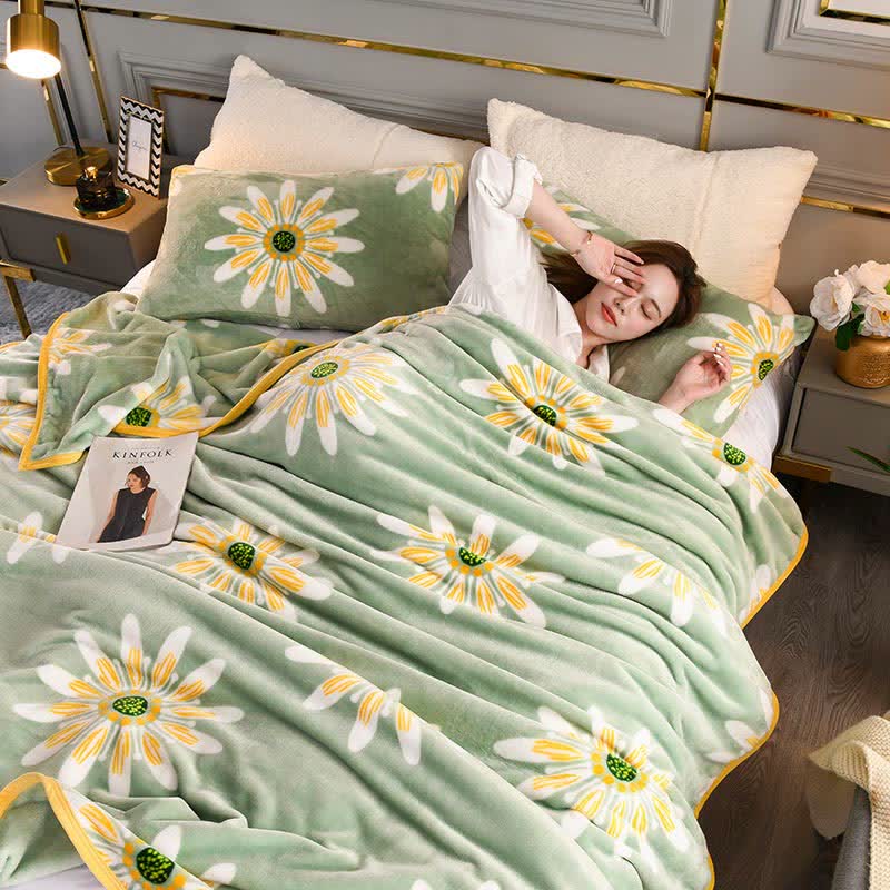 Coperta decorativa in velluto caldo con margherite floreali