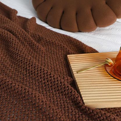 Coperta in maglia con nappe, semplice e tinta unita, Ownkoti
