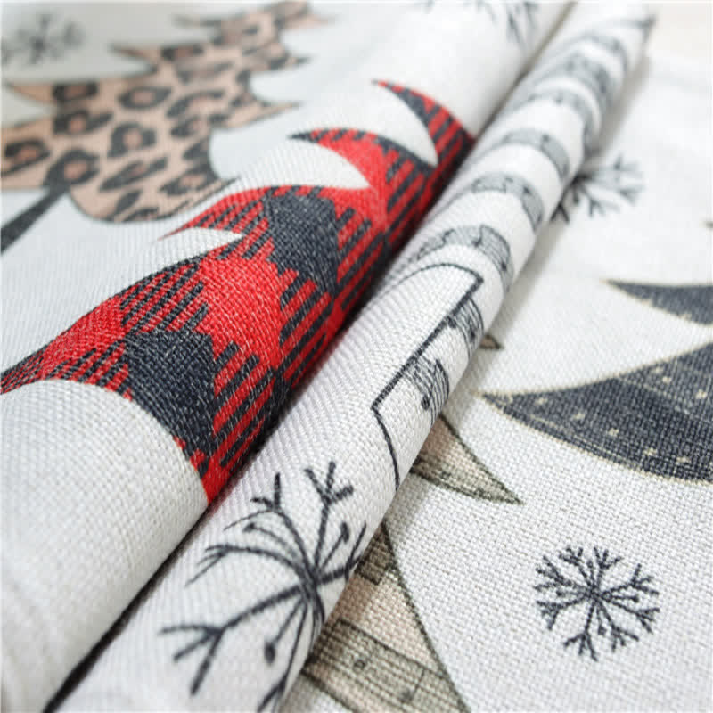 Runner da tavolo decorativo con albero di Natale e fiocco di neve