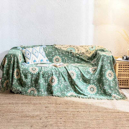 Copridivano retrò Ownkoti, coperta reversibile in cotone