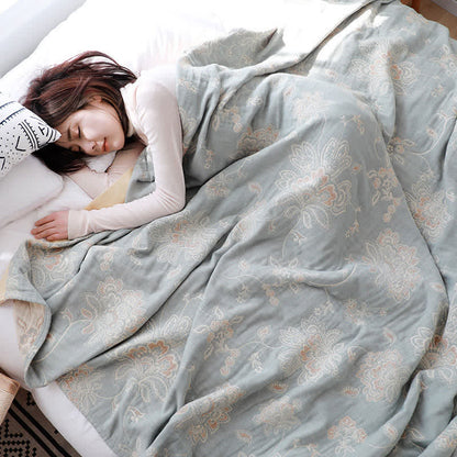 Coperta per divano in cotone con stampa floreale leggera Ownkoti