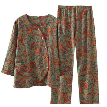 Completo da casa vintage in jacquard con scollo rotondo - image 2