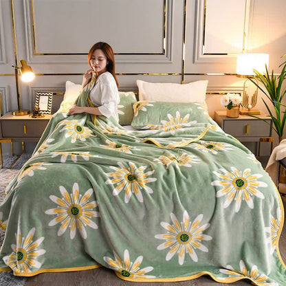 Coperta decorativa in velluto caldo con margherite floreali