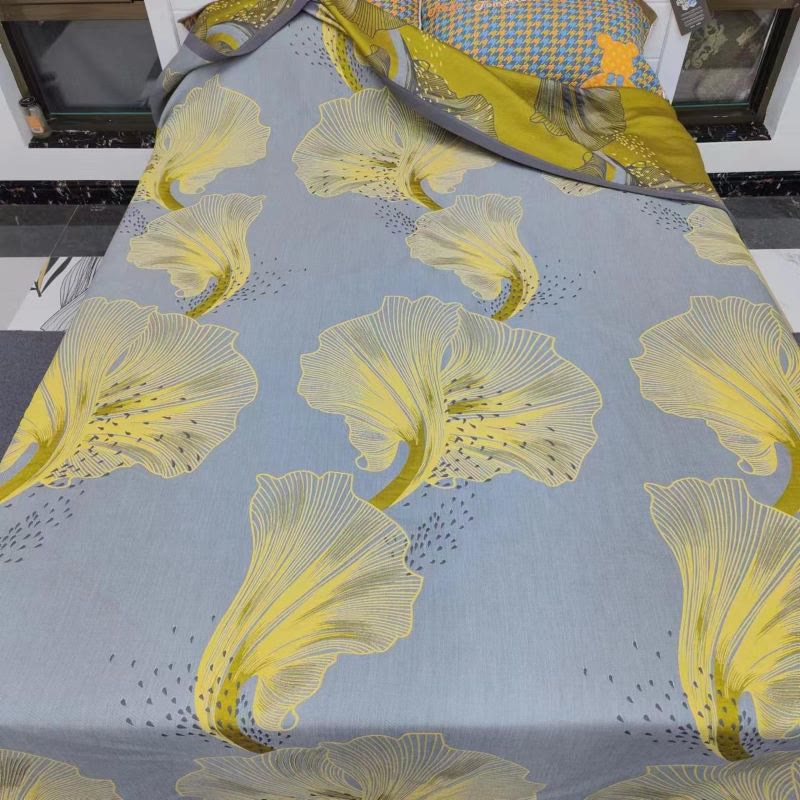 Trapunta reversibile in cotone con stampa Zantedeschia Aethiopica