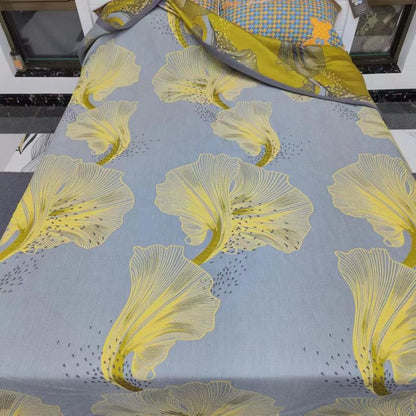 Trapunta reversibile in cotone con stampa Zantedeschia Aethiopica