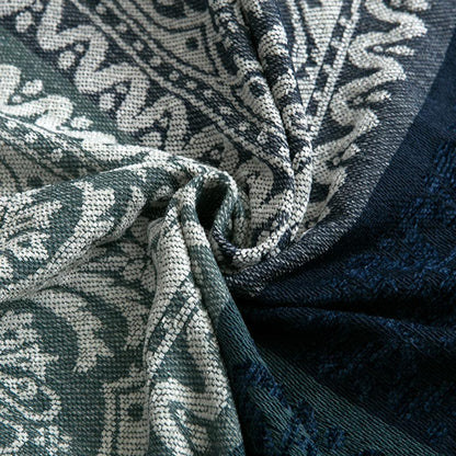 Coperta scialle in maglia con nappe e fiori bohémien Ownkoti