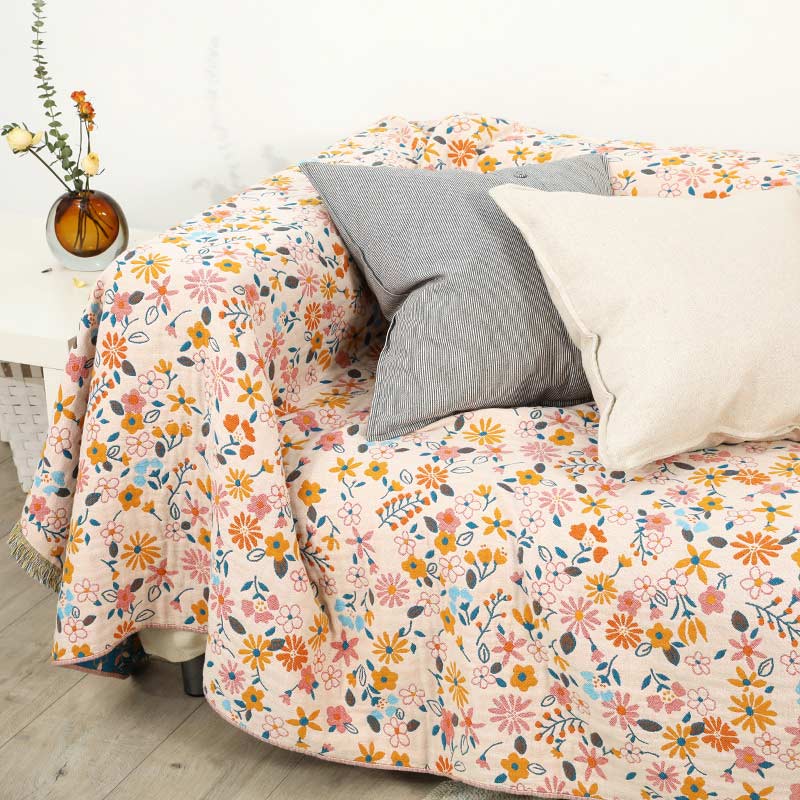 Copridivano con nappe di fiori da giardino Ownkoti