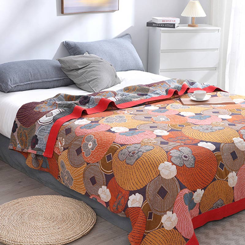 Trapunta reversibile in garza di cotone color cachi