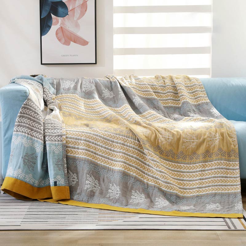 Coperta reversibile in cotone Ownkoti con stampa spiga di grano