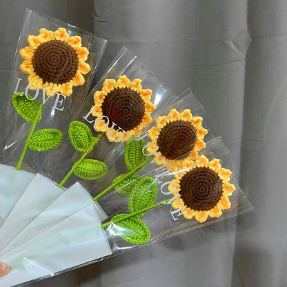Girasole lavorato a maglia all'uncinetto in cotone fatto a mano