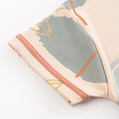 Completo da casa in cotone con stampa di fiori e foglie