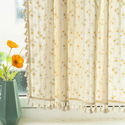 Tenda a strati con motivo a margherite beige