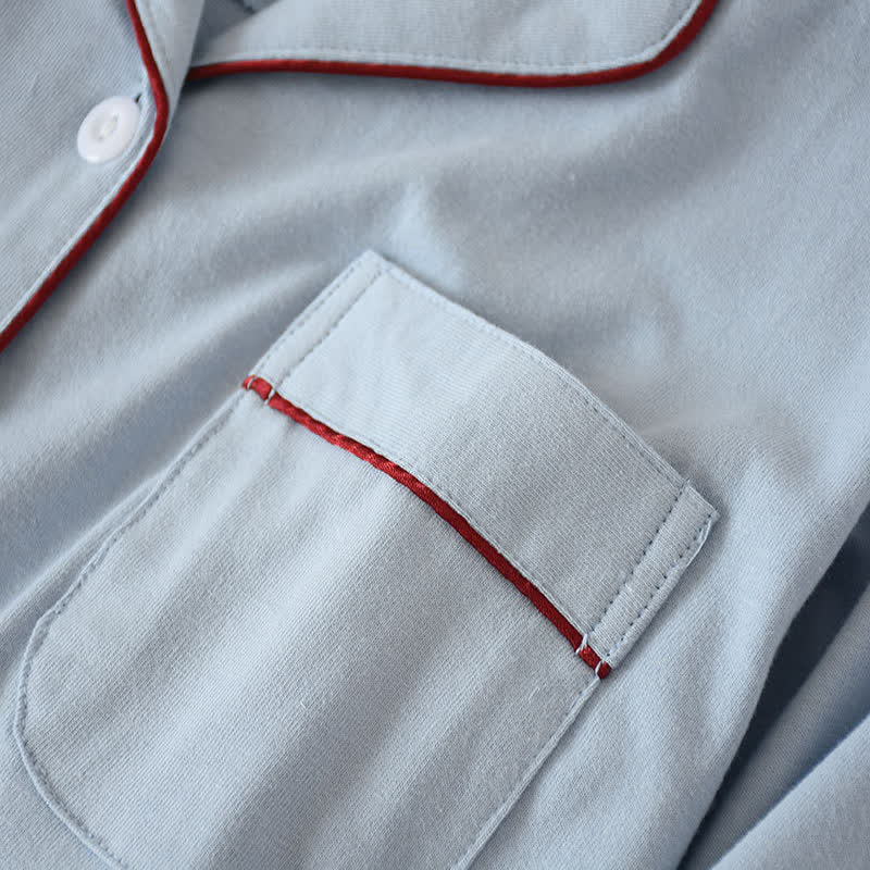 Camicia da notte in cotone con bottoni a tinta unita