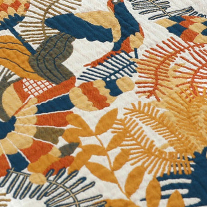 Copridivano reversibile con coperta a forma di fiore e uccello