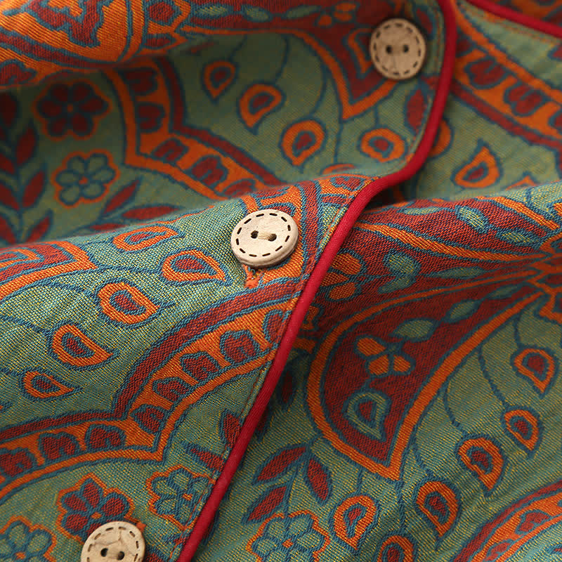 Completo da casa vintage in jacquard con scollo rotondo