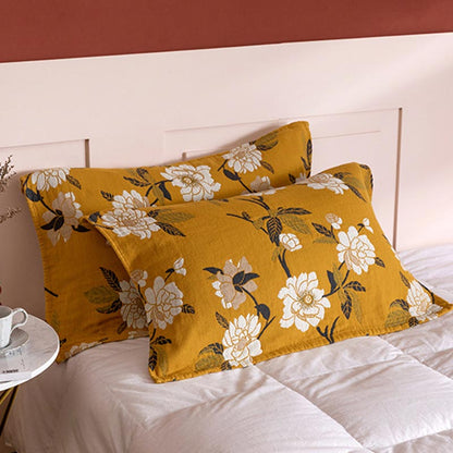 Cuscino in garza di cotone con fiori gialli (2 pezzi)