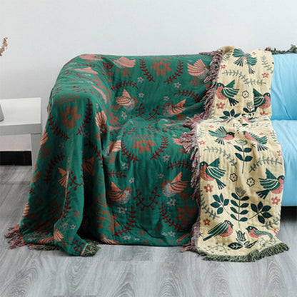 Coperta reversibile traspirante Boho Flower Bird di Ownkoti