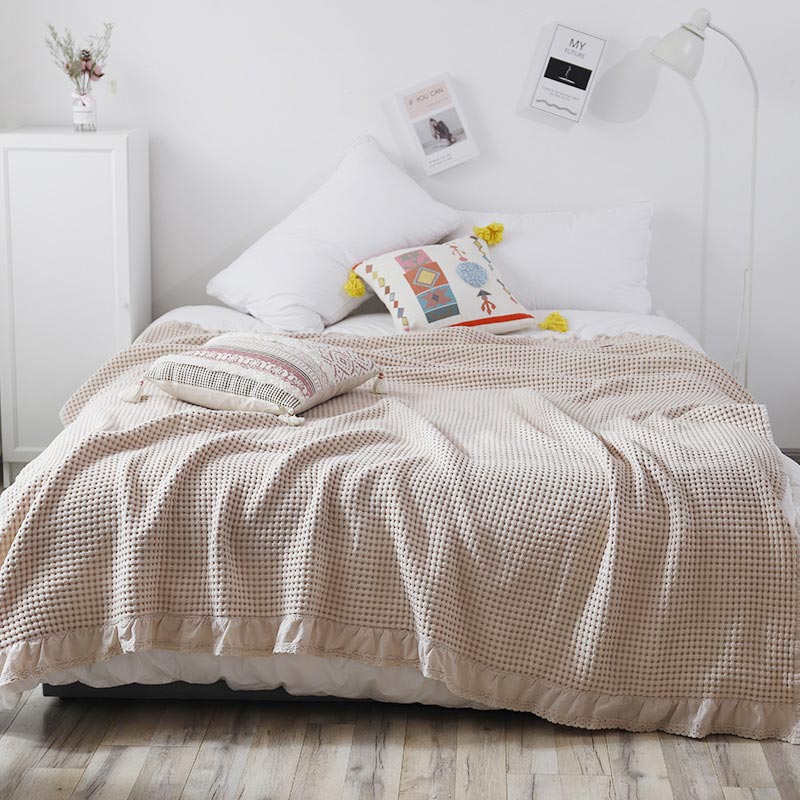 Coperta per divano Ownkoti Waffle Weave, comoda trapunta