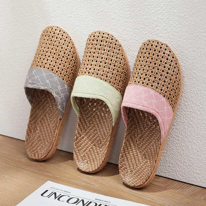 Moderne pantofole in lino antiscivolo traforate
