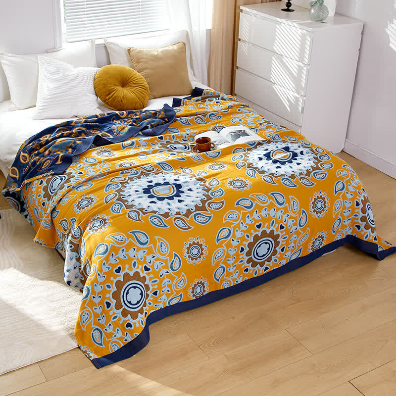 Trapunta reversibile con stampa floreale pastorale