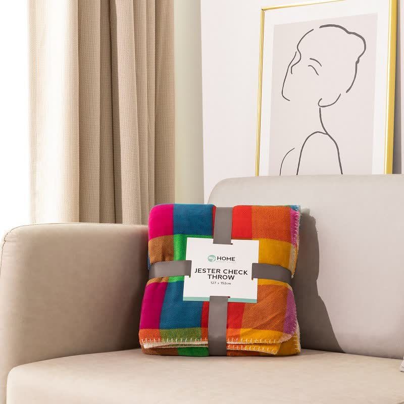Coperta spessa con motivo a quadri colorati Ownkoti