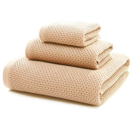 Set di asciugamani quadrati in cotone Ownkoti Simple con trama a nido d'ape (confezione da 3)
