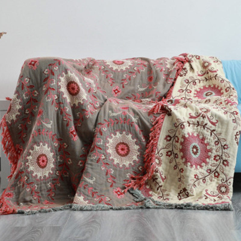 Copridivano retrò Ownkoti, coperta reversibile in cotone