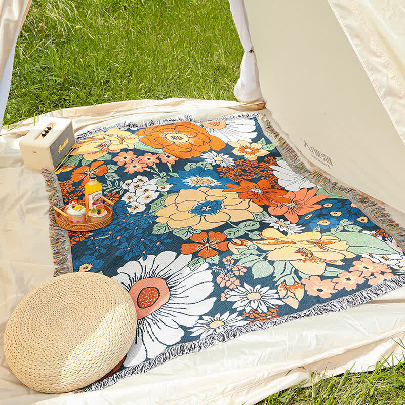 Coperta funzionale con nappa Bright Flower