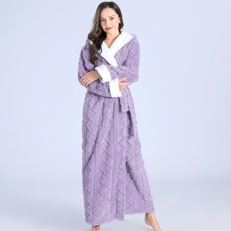 Accappatoio lungo con cappuccio in jacquard Ownkoti e cintura