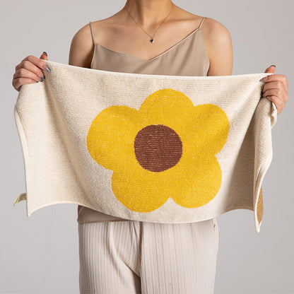 Asciugamano traspirante in cotone colorblock con motivo floreale
