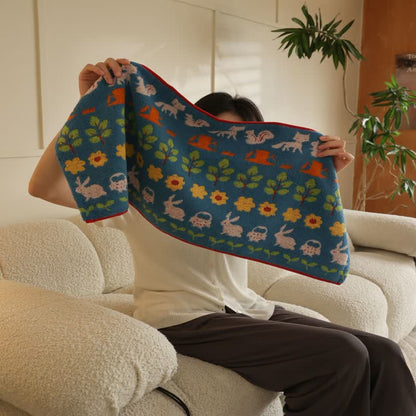 Asciugamano da bagno morbido in cotone con animali e fiori