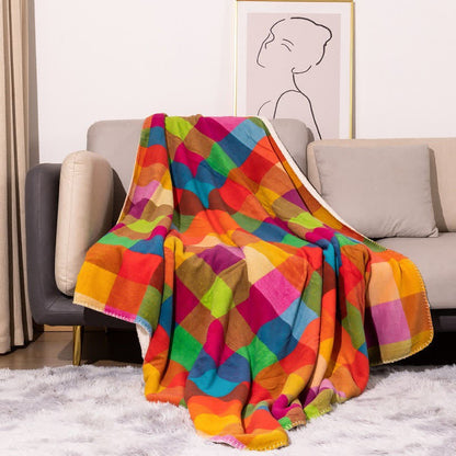 Coperta spessa con motivo a quadri colorati Ownkoti
