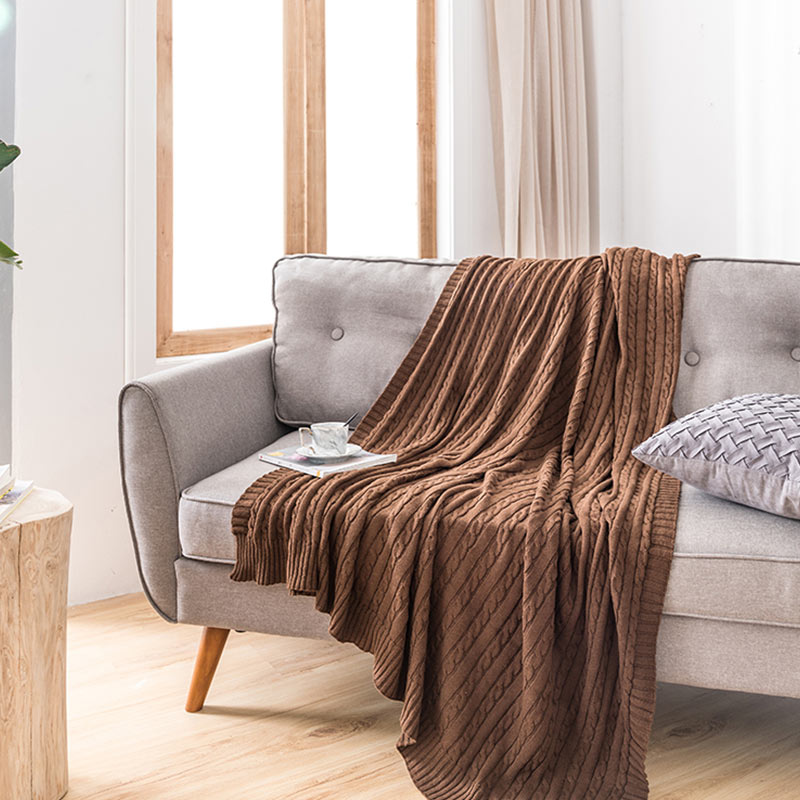 Coperta in maglia di cotone tinta unita Ownkoti per divano