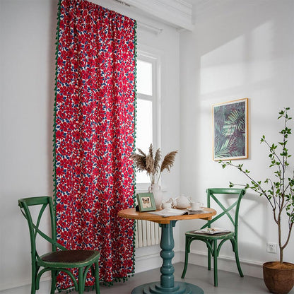 Tenda filtrante per la luce in stile dipinto di fiori rossi
