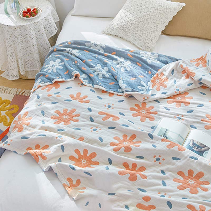 Trapunta reversibile traspirante in cotone con fiori carini