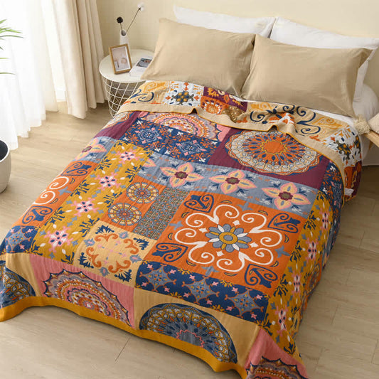 Trapunta reversibile in cotone con motivo a quadri colorati Ownkoti