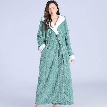Accappatoio lungo con cappuccio in jacquard Ownkoti e cintura
