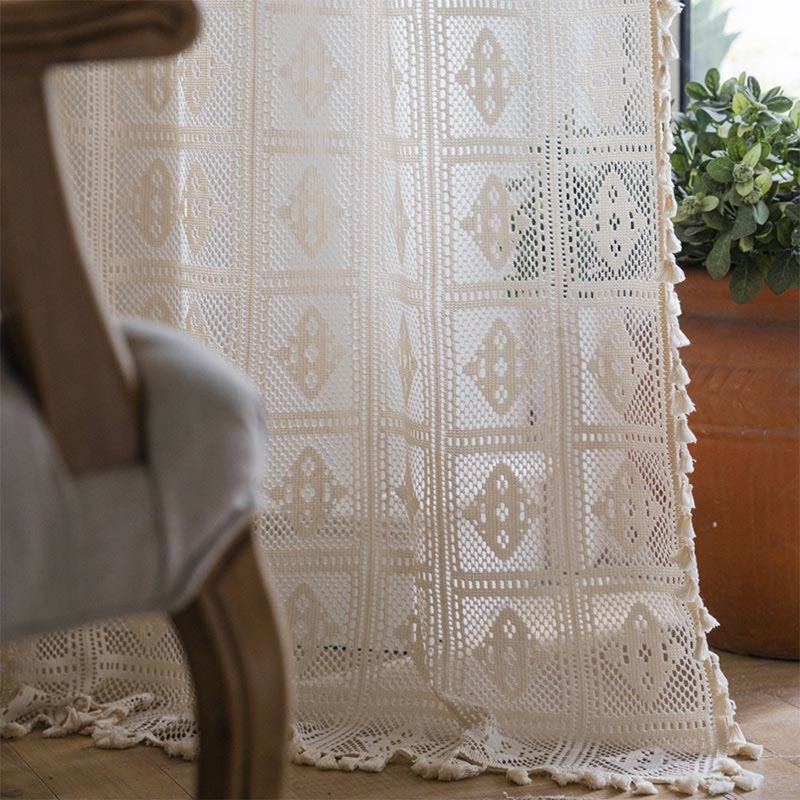 Tenda decorativa traforata a quadri romboidali Ownkoti