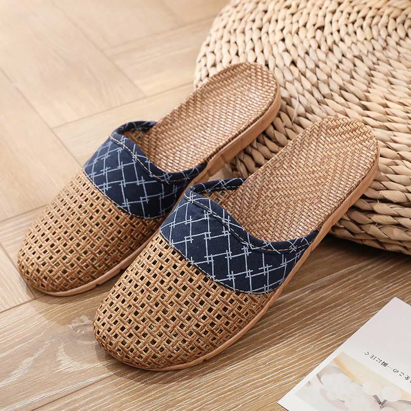 Moderne pantofole in lino antiscivolo traforate