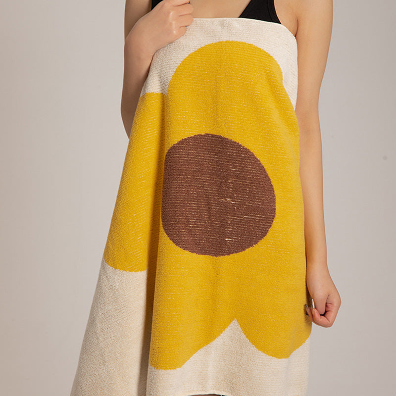 Asciugamano traspirante in cotone colorblock con motivo floreale