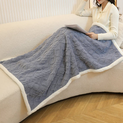 Coperta scialle in pile caldo con motivo a rombi