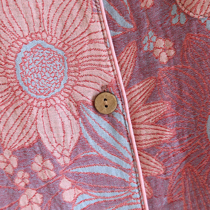 Completo da casa in garza di cotone jacquard girasole