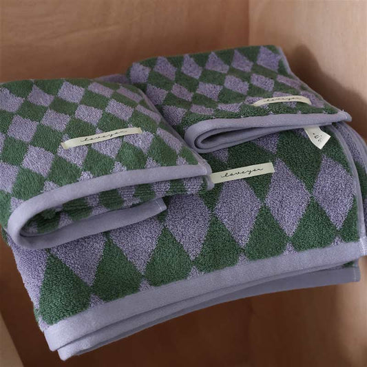Set di asciugamani da bagno quadrati in cotone a quadri vintage Ownkoti