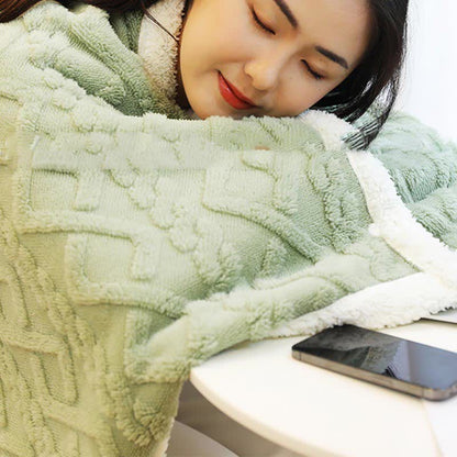 Coperta scialle in pile caldo con motivo a rombi