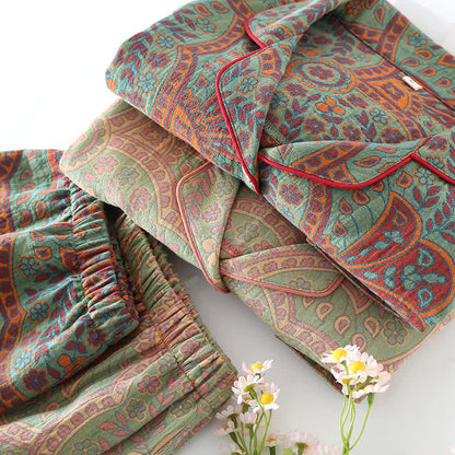 Completo da casa in cotone comodo in stile folk