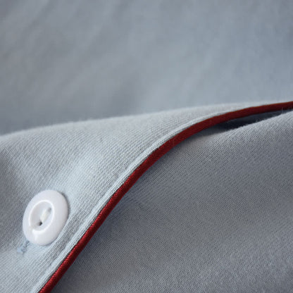 Camicia da notte in cotone con bottoni a tinta unita
