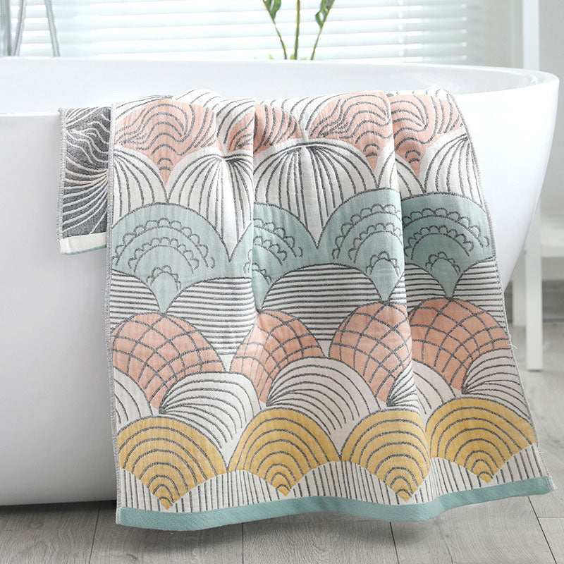 Asciugamano da bagno in cotone jacquard con stampa a conchiglia Ownkoti