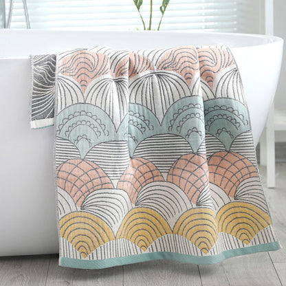 Asciugamano da bagno in cotone jacquard con stampa a conchiglia Ownkoti