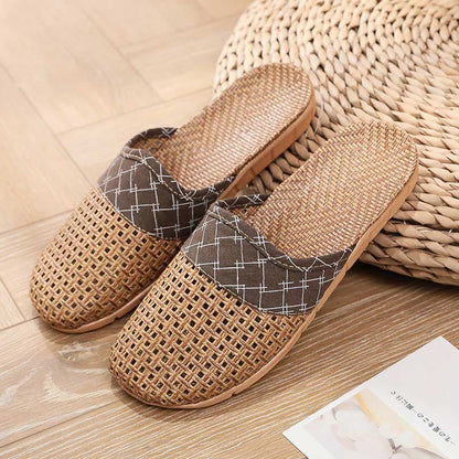 Moderne pantofole in lino antiscivolo traforate